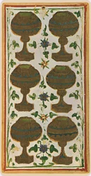 Die Sechs der Kelche, Faksimile einer Tarotkarte aus dem 